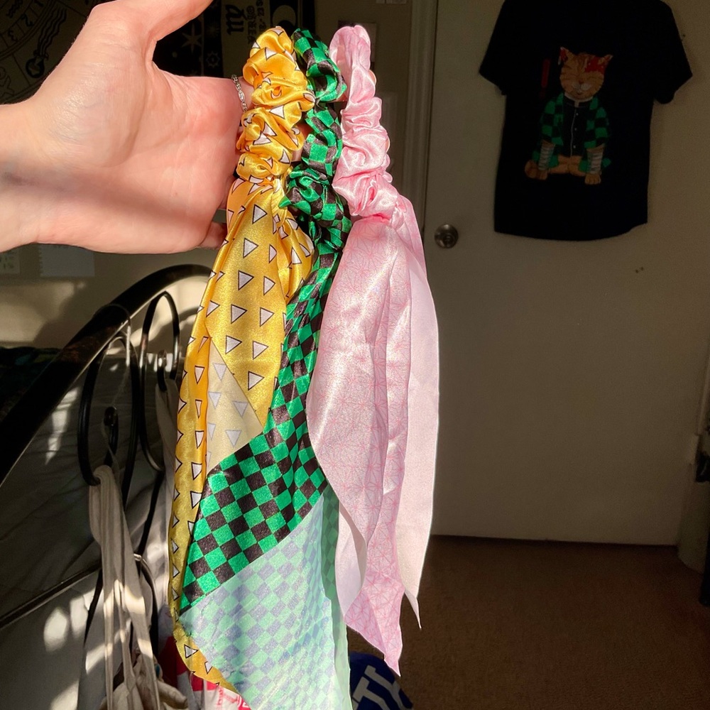 Demon Slayer patterned scrunchies (set of 3)